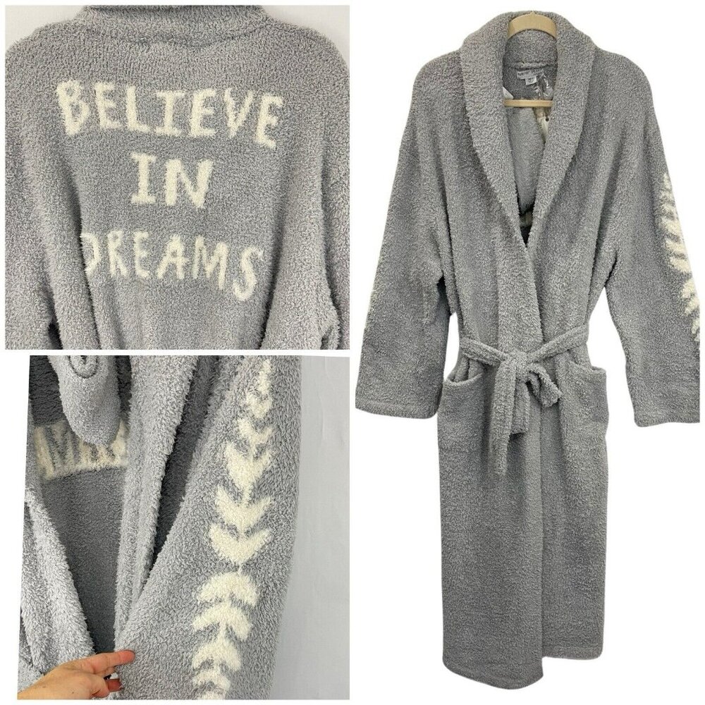 Barefoot Dreams Grey & Cream 'Believe in Dreams' Cozy Robe